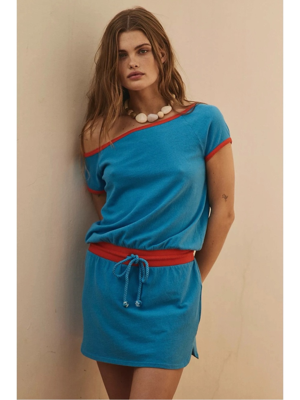 Free People Retro 70s Beachy My Favorite Mini Dress Medium NWT Baywatch Combo